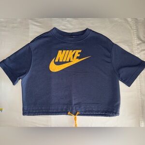 Nike Women Navy Sweatshirt with Yellow Swoosh
